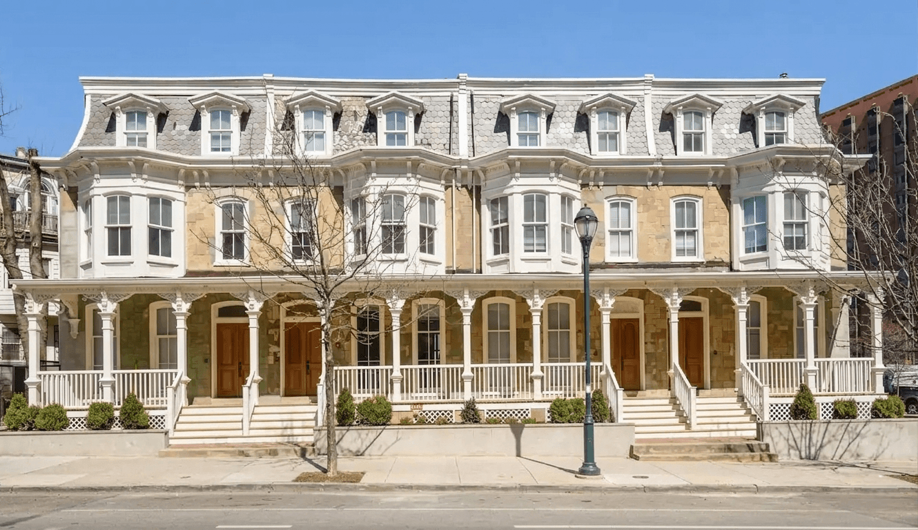 Exterior view of Serpentine Apartments in Philadelphia